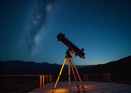 Teleskop unter einem klaren Sternenhimmel